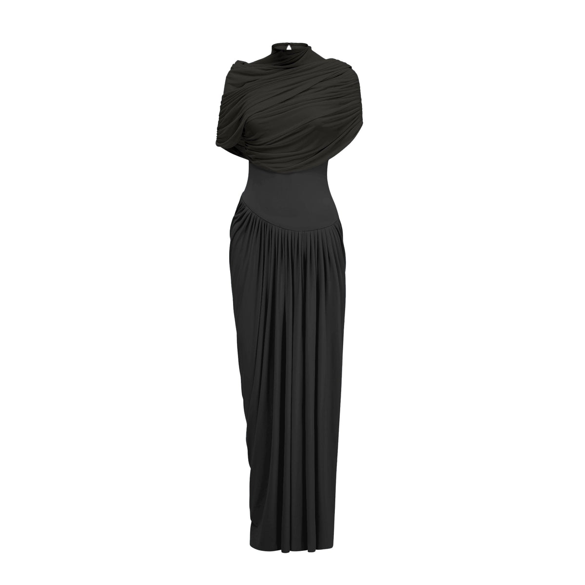 Asymmetrical Pleated Maxi Dress