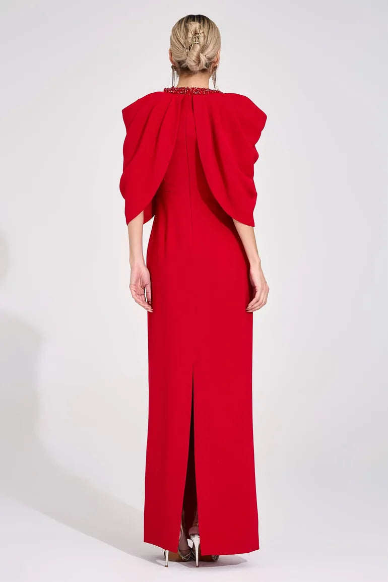 Sassa Red Bat Sleeve Maxi Dress - 6
