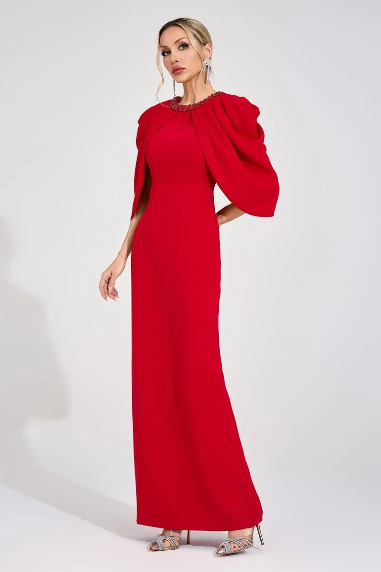 Sassa Red Bat Sleeve Maxi Dress - 4