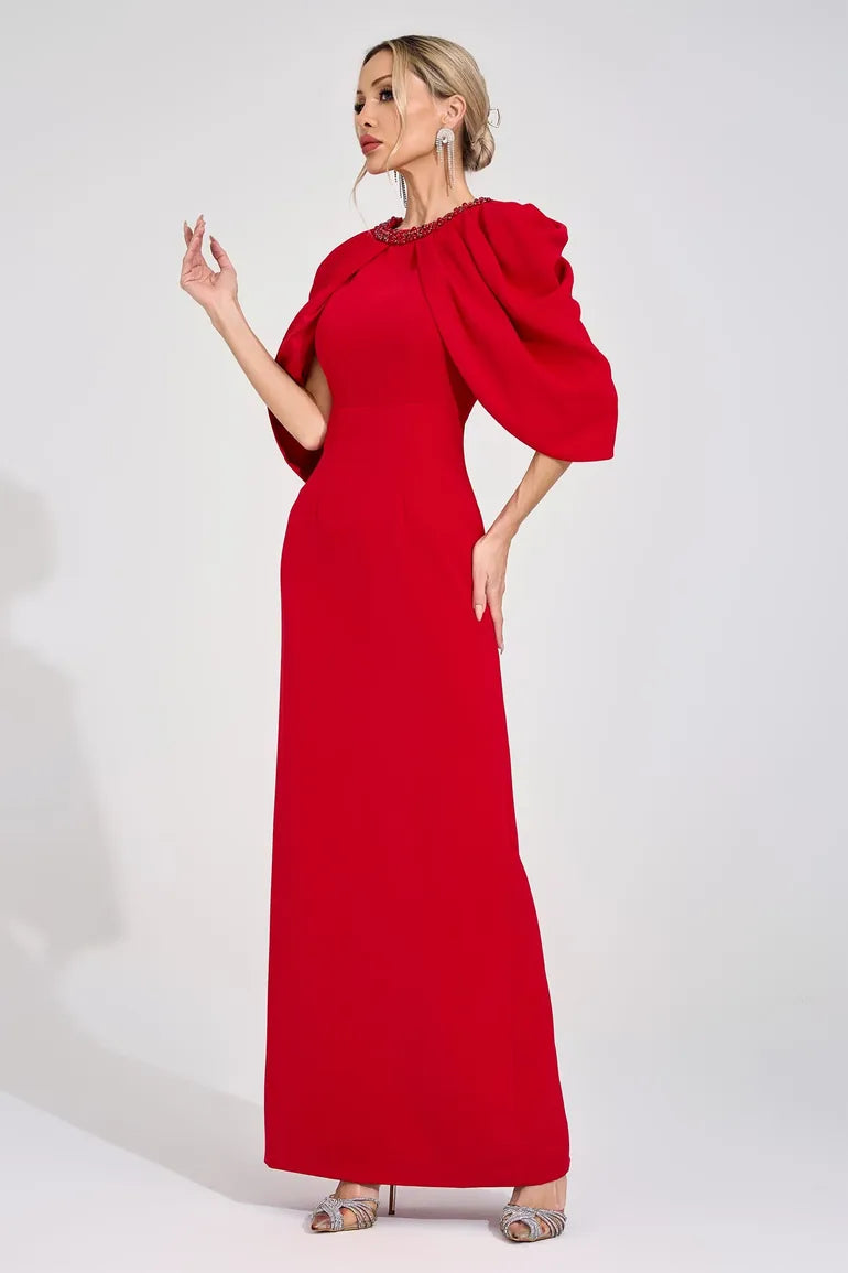 Sassa Red Bat Sleeve Maxi Dress - 3
