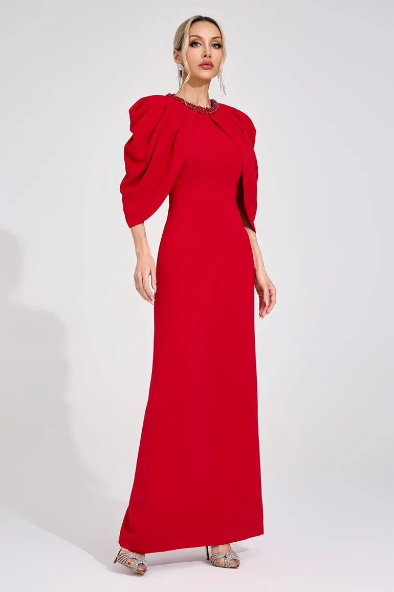 Sassa Red Bat Sleeve Maxi Dress - 2