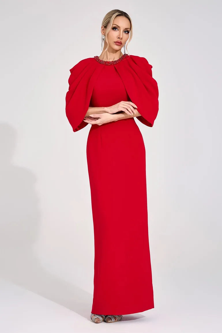 Sassa Red Bat Sleeve Maxi Dress - 1
