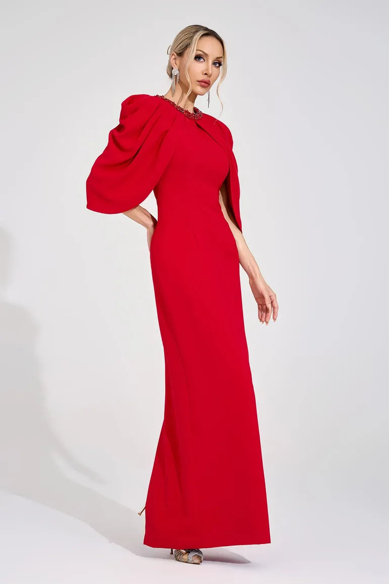 Sassa Red Bat Sleeve Maxi Dress - 5